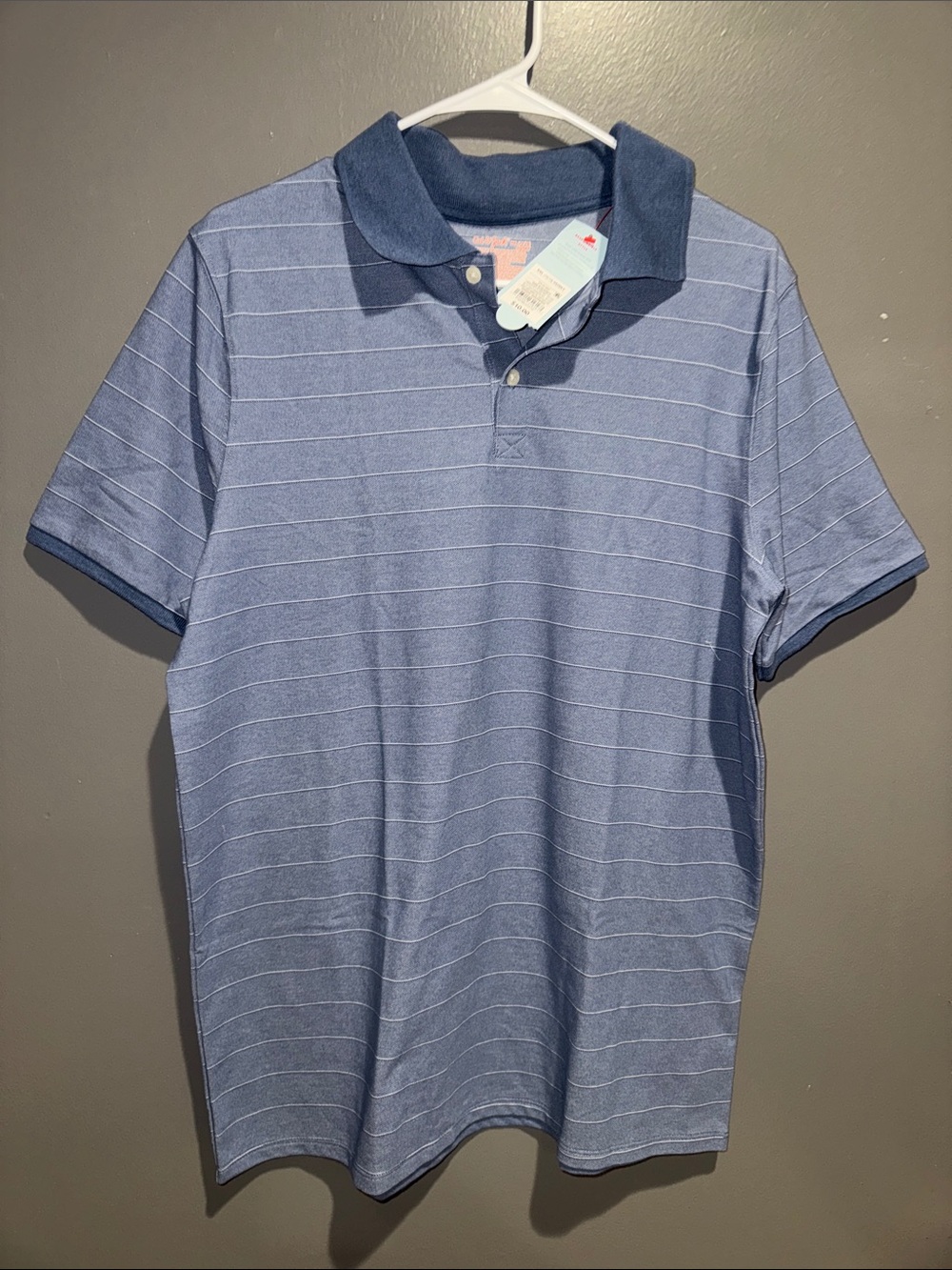 Cat & Jack Light Blue Striped Polo with Navy Collar